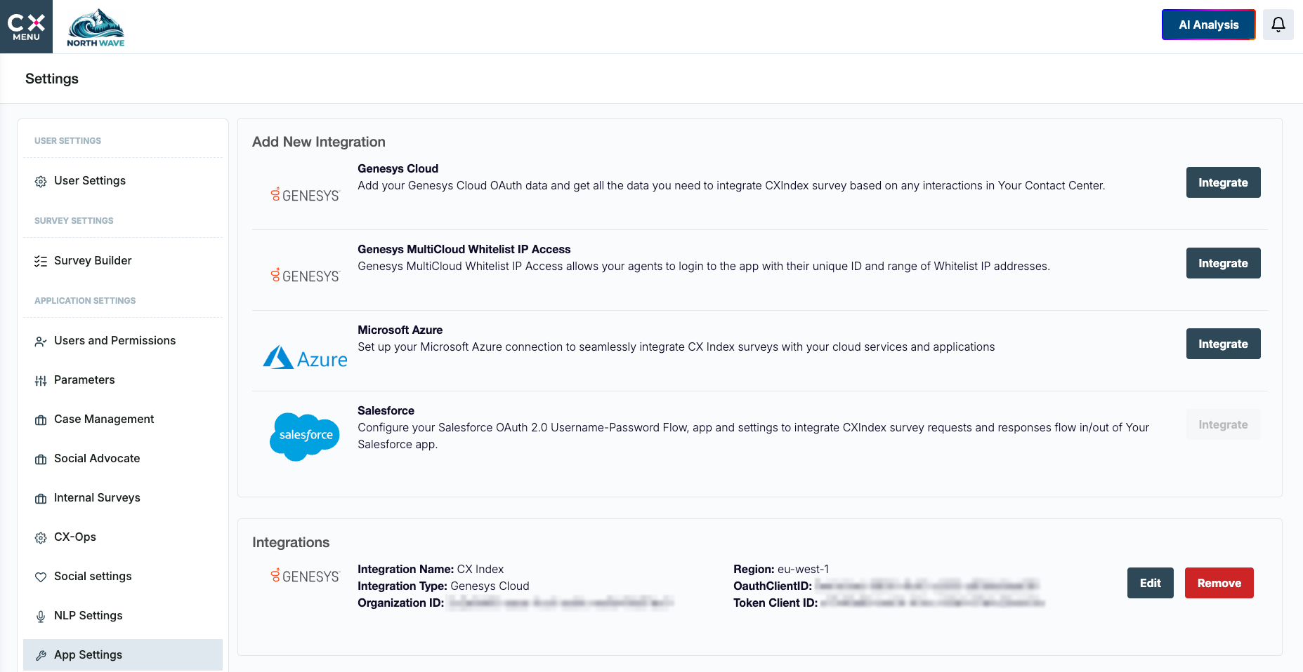 Integrations list