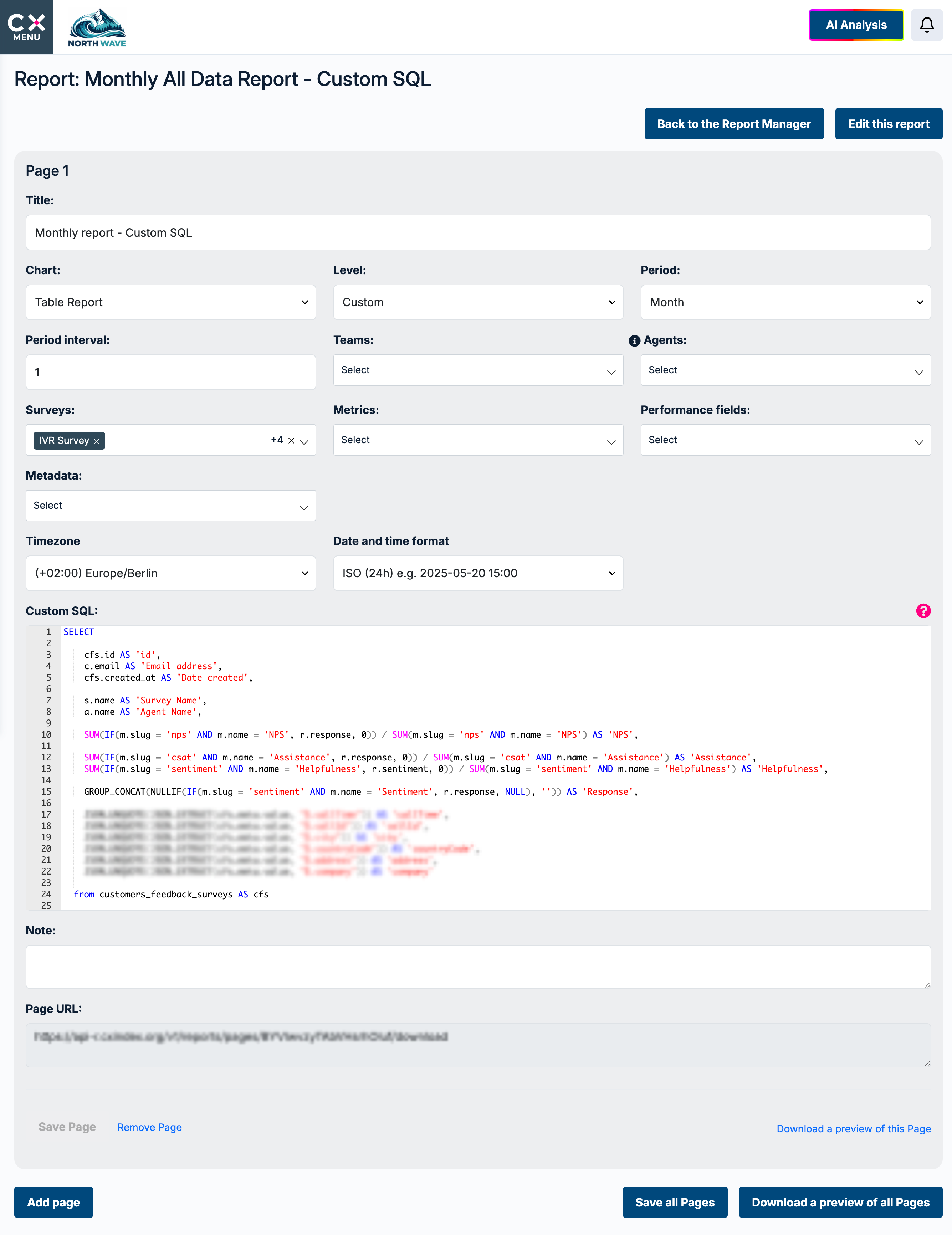 Custom SQL report